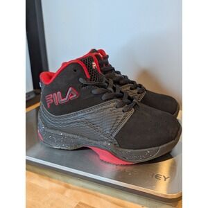 FILA Kids Basketball Shoes Black‎ and Red High Top Sneakers size 11
